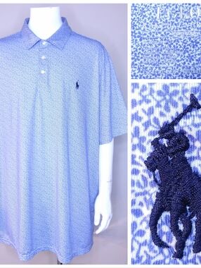 POLO RALPH LAUREN Performance XXL Floral PRINT White BLUE PONY 2XL Mens Shirt RL
